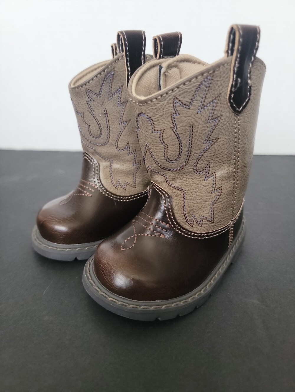 Kids Brown Western Pull-On Boots - ( Trimfoot)